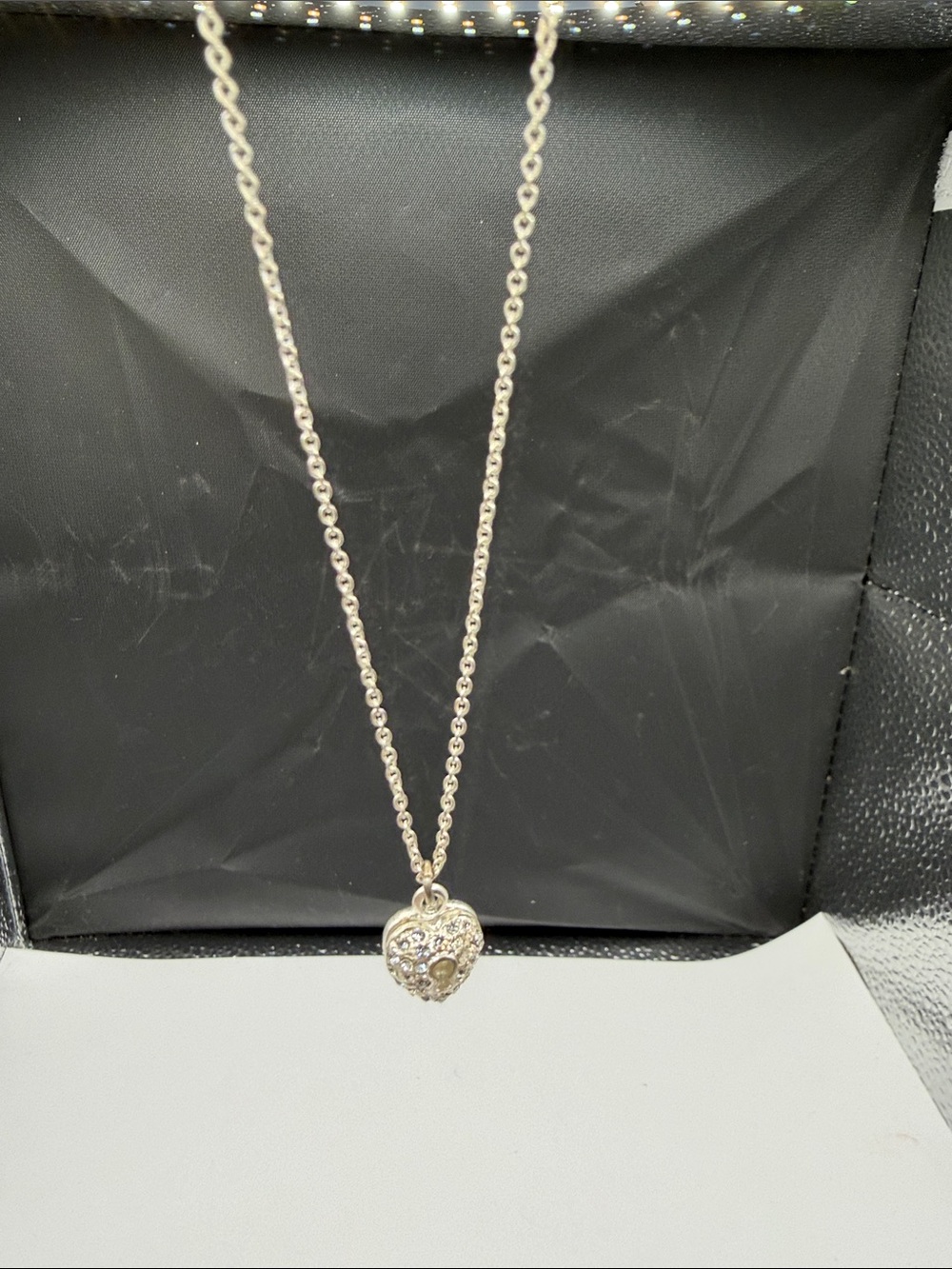 American Eagle AEO Y2K Rhinestone Heart Lock Pendant Necklace